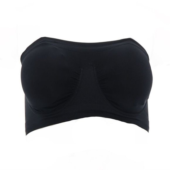 NWT RHONDA SHEAR 2 PIECE UNDERWIRE BANDEAU BRA'S W/REMOVABLE PADS BLACK/CARAMEL - Picture 2 of 11